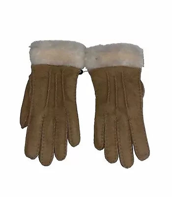 Ugg 15107 S Exposed Sheepskin Gloves   Suede Shearling Wrist Women Nwt $155 • $70