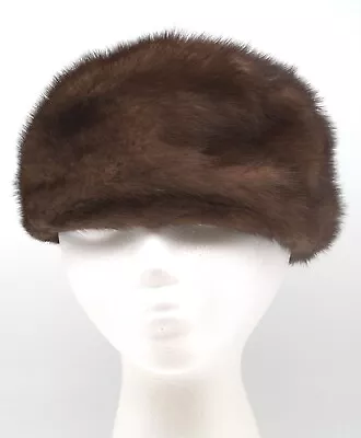 Vintage 1960's Nadelle Montreal Canada Brown Mink Fur Cloche PillBox Hat W/Box • $125