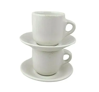 Canadian Pottery Restaurant Hotel Ware VTG Cups Saucers Medalta Vitrified 1940s • $10.21