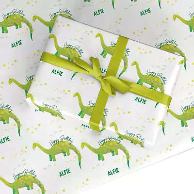 Custom Name Dinosaur Happy Birthday Boys Personalised Wrapping Paper Gift Wrap • £15.99