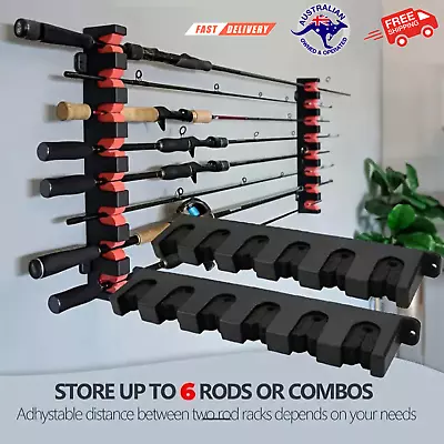 Fishing Rod Holder Rack Fishing Vertical Horizontal Wall Mounted Stand Storage • $21.99