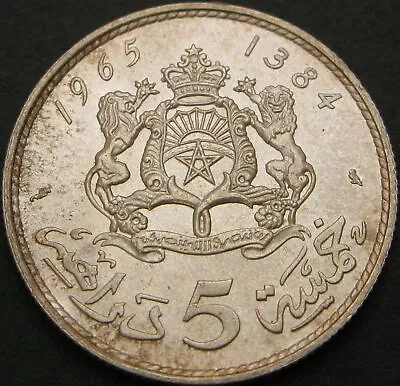 MOROCCO 5 Dirhams 1965 - Silver .720 - AUNC - 1254 ¤ • $0.99