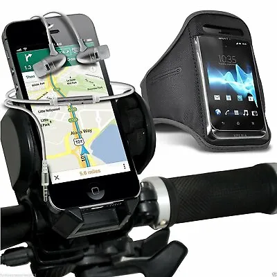 Grey✔Quality Bike Bicycle Holder+Sports Armband Case Cover+In Ear Headphones • £14.99