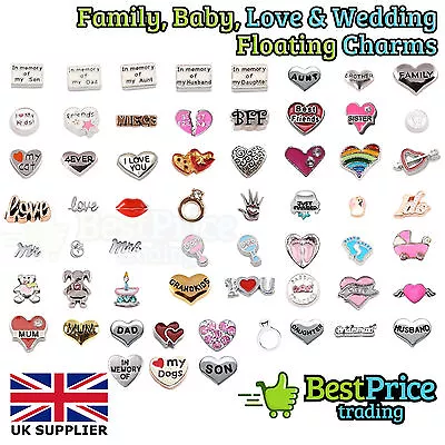 £0.99 • Buy BEST QUALITY Floating Charm For Living Memory Locket *BABY FAMILY LOVE WEDDING