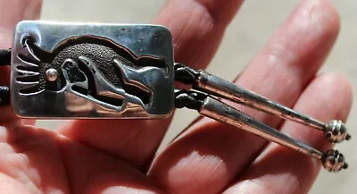 Small Old Pawn BAH Navajo Handmade Sterling Silver KOKOPELLI KACHINA Bolo Tie • $75