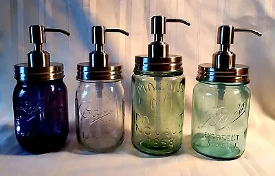 BALL SOAP DISPENSER PUMP ~ STAINLESS STEEL PINT Mason Jar GIFT / Glass / Quality • $3.98