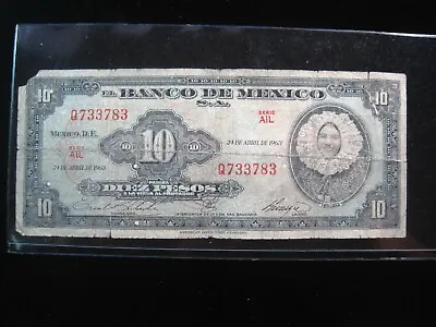 Mexico 10 Pesos 1963 Tehuana Banco Billete Circ 3783# Currency Banknote Money • $7.90