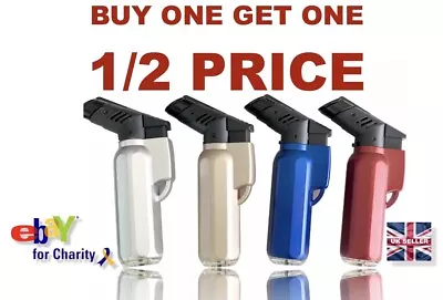 £5.95 • Buy Angled Jet Lighter Flame Safety Windproof Refillable Butane Gas Free P&p Uk
