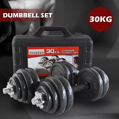 30KG Cast Iron Dumbbell Set Weight Dumbbells Home Gym Training Fitness BarBell C • $129.99
