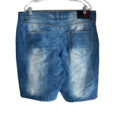 Ecko Unltd Men's Denim Jean Shorts Size 36 Light Wash Logo Casual Cotton Blend • $12.89