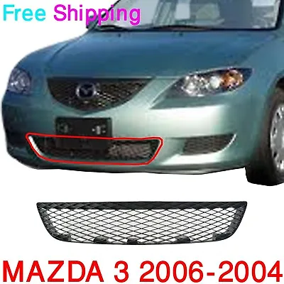 Fits 2004-2006 Mazda 3 New Bumper Grille Sedan Center Front Textured Plastic • $32.10