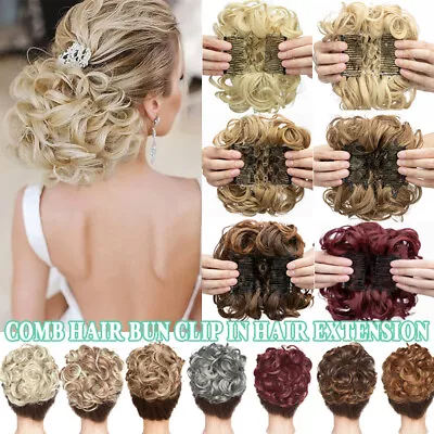 UK Real As Human Messy Bun Clip In Hair Extensions Curly Scrunchie Updo Chignon • £11.59