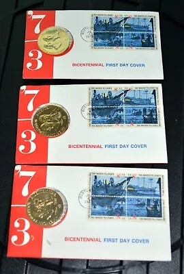 (3) 1973. USA. Bicentennial First Day Cover Commemorative Medal. Bronze. Sealed • $9.99