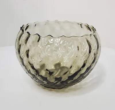 Vintage Empoli Italian Glass Smokey Grey Optic Rose Bowl Vase Dish  • $17