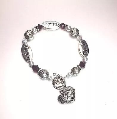 Vintage Teacher Wisdom Inspire Real Sterling Silver Charm Bracelet • $13.95