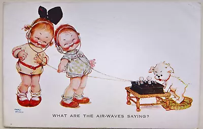 Mabel Lucie Attwell Valentines No 810. What Are The Air-Waves Saying? 1924. • £4