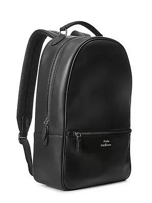 Polo Ralph Lauren  Men's Tailored Smooth Black Leather Backpack Versatile $348 • $200