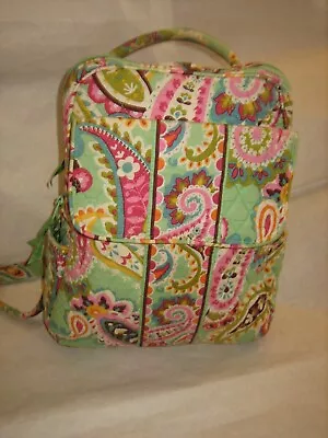 Vera Bradley Tutti Frutti Campus Backpack Green Pink Paisley Travel Carry On • $17