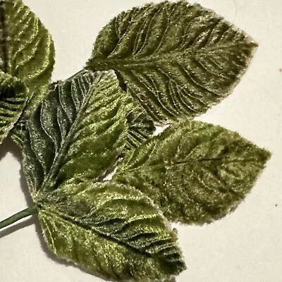 Green Vintage Velvet Millinery Flower Leaves Spray • $6