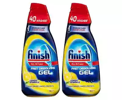 2 X Finish All In 1 Max Dishwashing Gel Lemon 1l Fast Dissolving Grease Remover • $38