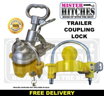 $28.95 • Buy Trailer Caravan Universal Coupling Lock  2 Keys Boat Camper Anti Theft Deterrent
