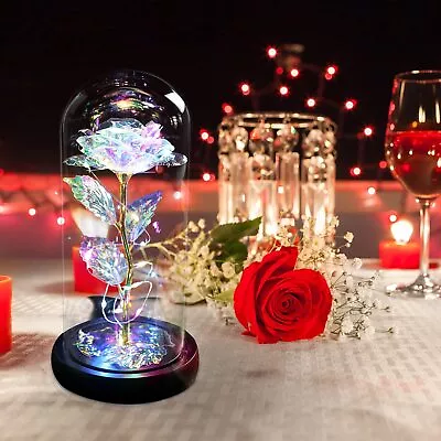 £12.99 • Buy LED Light Up Rose In Glass Dome Lamp Birthday Valentine's Day Gift For Women Her