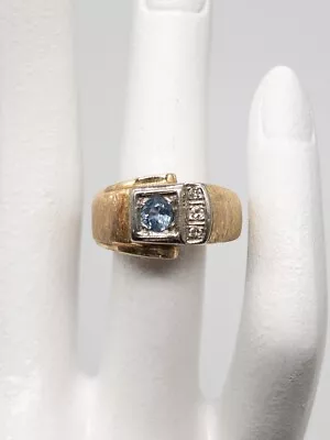 Vintage 1940 $3000 .75ct NO HEAT Blue Sapphire Diamond 14k Yellow Gold Mens Ring • $685