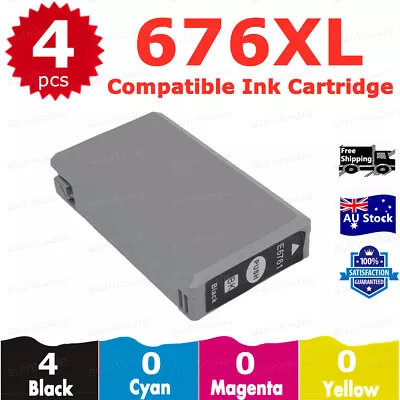 4X Compatible 676XL Black Ink Cartridge For Epson Workforce Pro WP4530 WP4540 • $23.40
