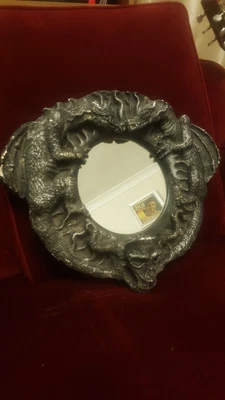 £50 • Buy Vintage Wall Mirror Sconce Gothic Skull Dragons 
