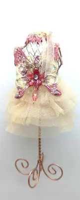 Ornament Wire Dress Form With Pink Applique With Beading And Tulle Skirt 7  • $18.50