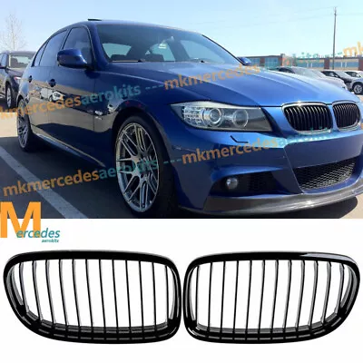 For BMW E90 E91 325i 328i 2009-11 LCI Front Kidney Grille Grill Pair Gloss Black • $29.98