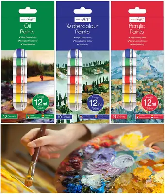 8/10 Tubes Acrylic Oil Water Colour Art Crafts Paint Set Craft Artist Paints • £3.29