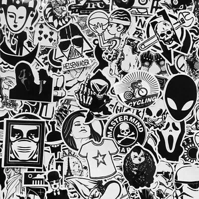 Lot Set Of 120 Black White Sticker Pack Motorcycle Racing Motocross Helmet Decal • $9.99