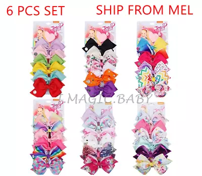 6pcs 5.6inch Signature Jojo Siwa Bows Girls Fashion Hair Accessories Cheerleader • $14.96