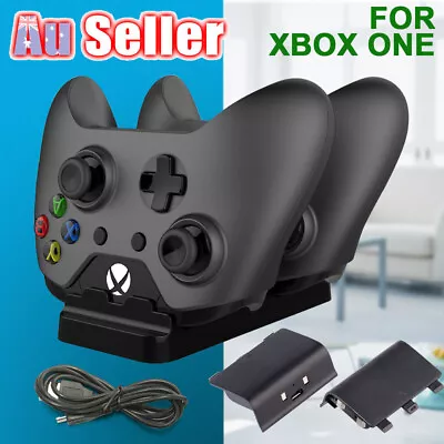 2USB Rechargeable Battery Charger Compatible With XBOX ONE Dock+Dual Controller • $18.85