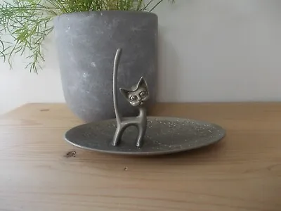 £12 • Buy Seba Silver Plated Cat Ring Holder Trinket Dish Made In England