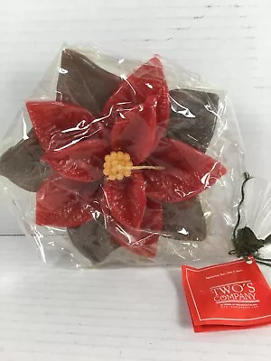 Poinsettia Large Wax Candle New 6 X 6 Vintage Christmas Original Pkg And Tag • $15.95