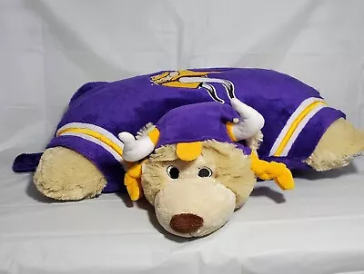 Minnesota Vikings Pillow Pet 18  NFL Large Size Tan Bear Pirate Purple 2009 • $34.97