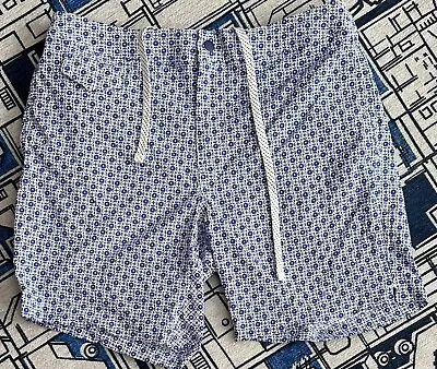 J.CREW Swim Trunks Size Men's 33 Blue Floral Sun White Mesh Lined FREE SHIPPING • $25.99