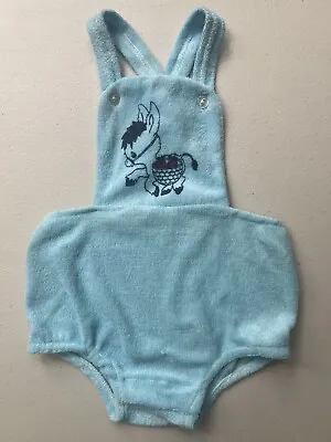 Cross Mates Vintage Blue One-piece Baby Romper Size 0 Coverall Towelling NEW • $35