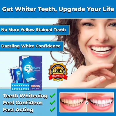 $16.95 • Buy #1 New Teeth Whitening Strips Safe White Tooth Clean Gel Bleach Dental Strength