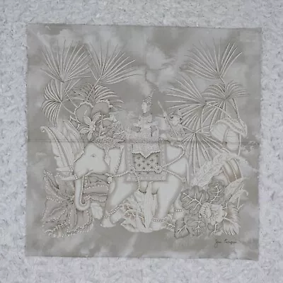 $9.99 • Buy K345 Jim Thompson Ivory Thai Elephant Silk Scarf Scarves Sz. 16  X 16 