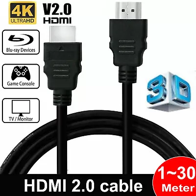 Premium HDMI Cable Cord V2.0 4K 1080p HD 3D For LaptopPCProjectorMonitorXBox • $55.99