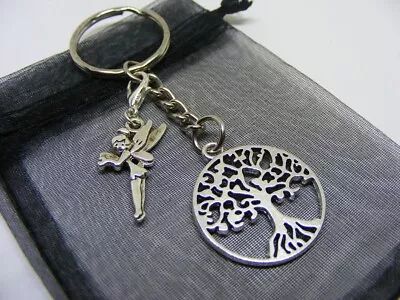 £3.95 • Buy Tree Of Life & Fairy Tinkerbell Charm Keyring With Gift Bag