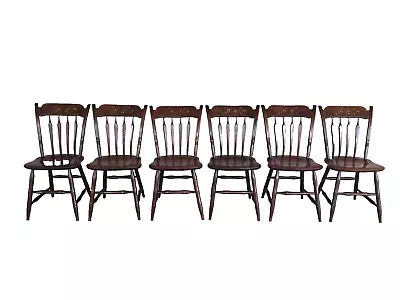 S. Bent & Bros. Maple Arrow Back Paint Decorated Side Chairs - Set Of 6 • $1295