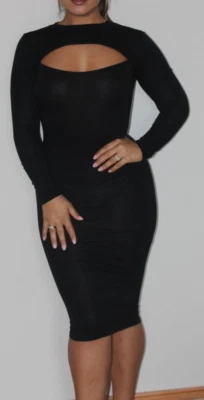 £8 • Buy Pretty Little Thing Black Keyhole Cut Out Body Con Dress Size 8