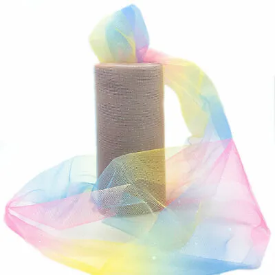 Glitter Rainbow Solid Tulle Roll Fabric 6  By 10 Yards Wedding Netting Decor DIY • £3.71