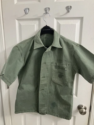 $99 • Buy VTG 40s WWII WW2 USMC P44 HBT US Marines Herringbone Twill Field Utility Shirt