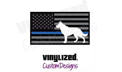 Back THIN BLUE LINE K9 USA Flag LEO Canine Subdued Sticker Decal Police K-9 TBL • $4