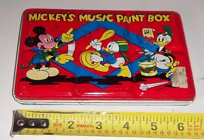 Vintage Mickey's Music Paint Box Water Color Litho Box Tin England Walt Disney • $12.95